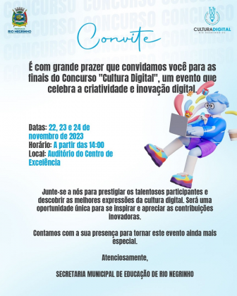 Portal do Cidadão - PREFEITURA MUNICIPAL RIO NEGRINHO/SC - Final do  concurso Cultura Digital